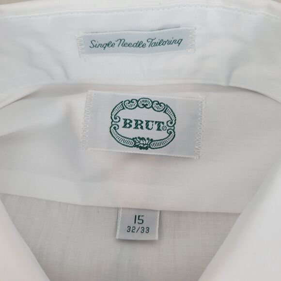 Brut Single Needle Tailoring White Long Sleeve Button Shirt size 15 (32/33) NWT - Picture 3 of 8